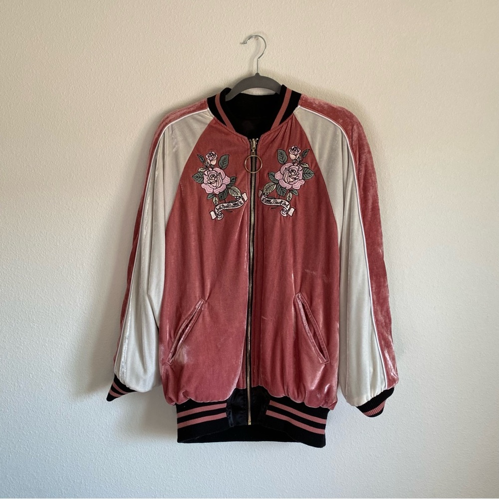 OneSpo Reversible Bomber Jacket Satin and Velour